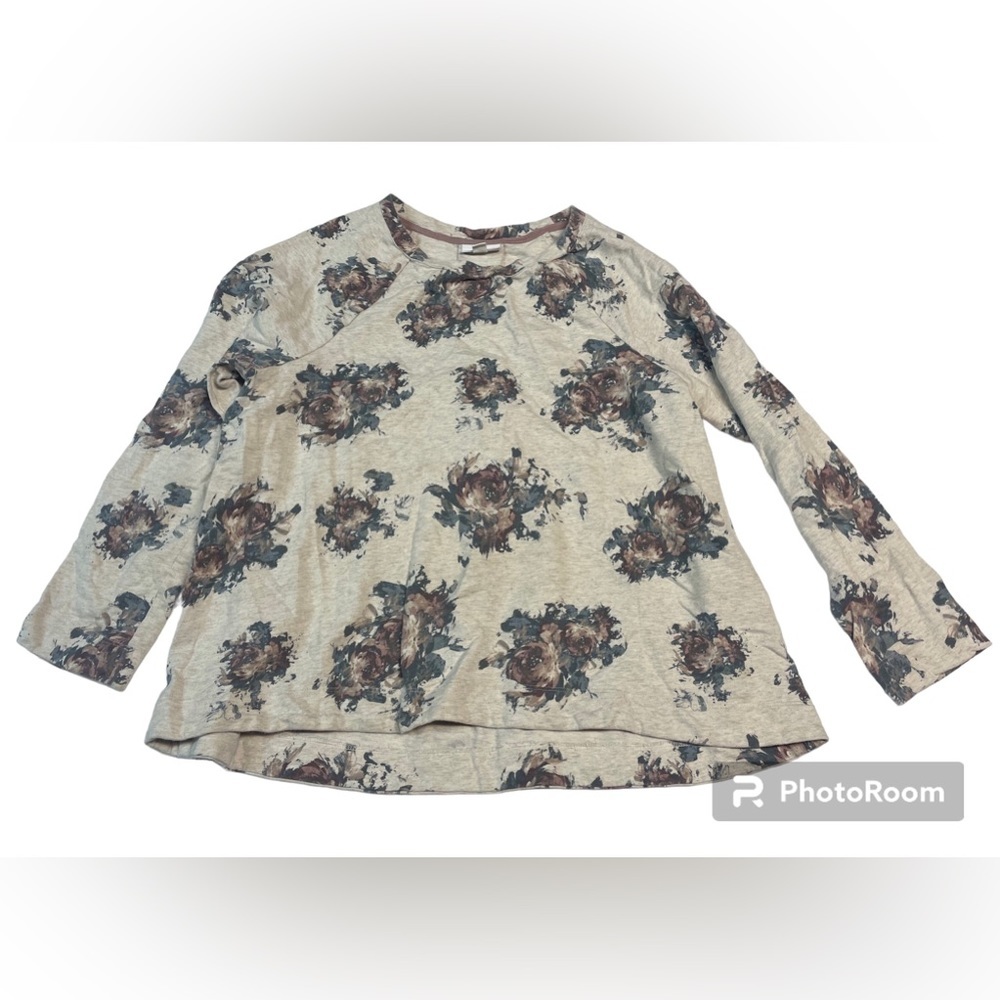 J. Jill Women’s Top Soft Floral Tee Shirt Long Sleeve Loose Fit